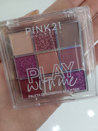 Paleta de sombras e glitter pink 21