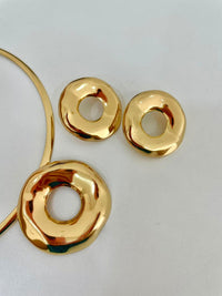 Conjunto aro biju dourado