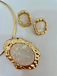 Conjunto aro biju dourado