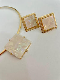 Conjunto aro biju dourado