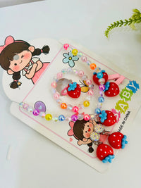 KIT INFÃNTIL COLAR + PULSEIRA + ANEL + PRESILHA + BRINCO