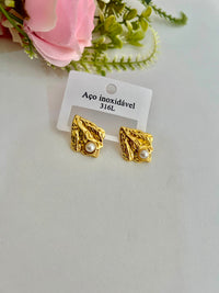 brinco dourado aço