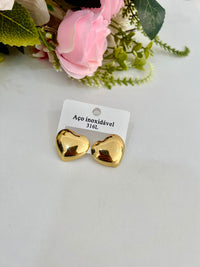 brinco dourado aço