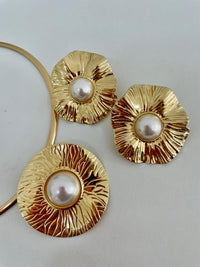 Conjunto aro biju dourado