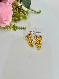 brinco dourado aço