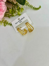 brinco dourado aço